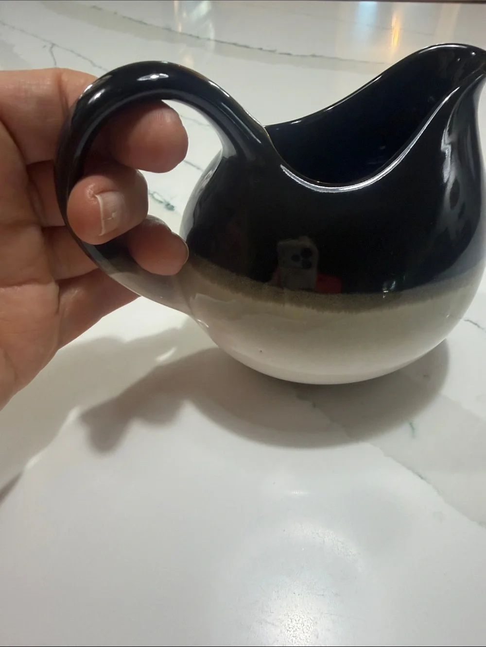 Sango Black to White Ombre Ceramic Pitcher